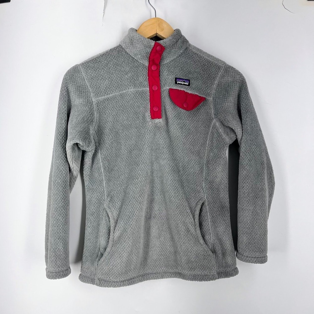 Patagonia Girls‎ Re-Tool Snap-T Fleece Pullover Gray Pink Size L 12 65585FA15